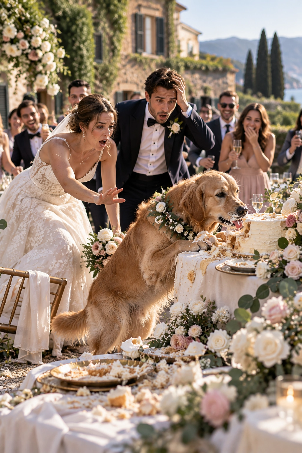 The Wedding Disaster - Golden Retriever Crashes the Wedding Cake
