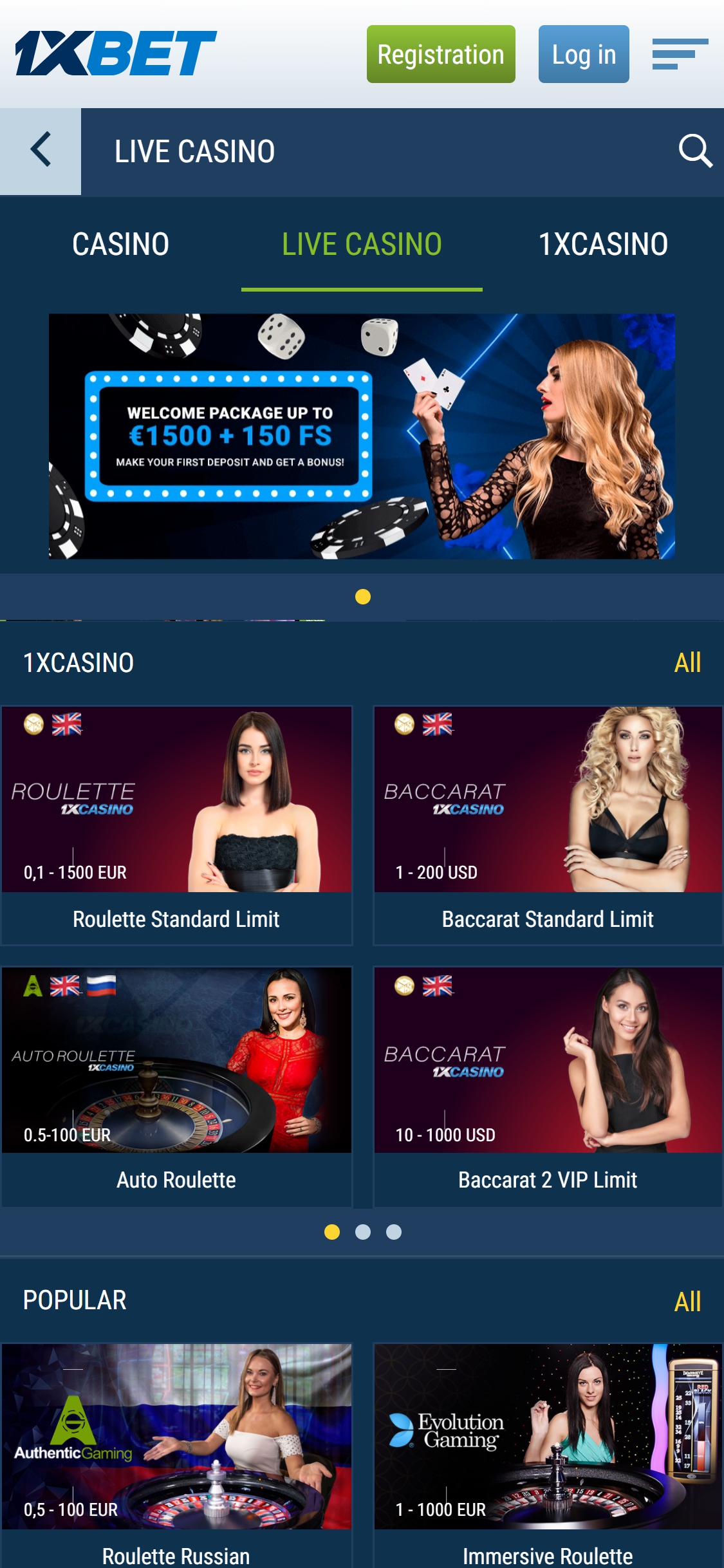 1Xbet Casino Mobile Live Dealer Games Review