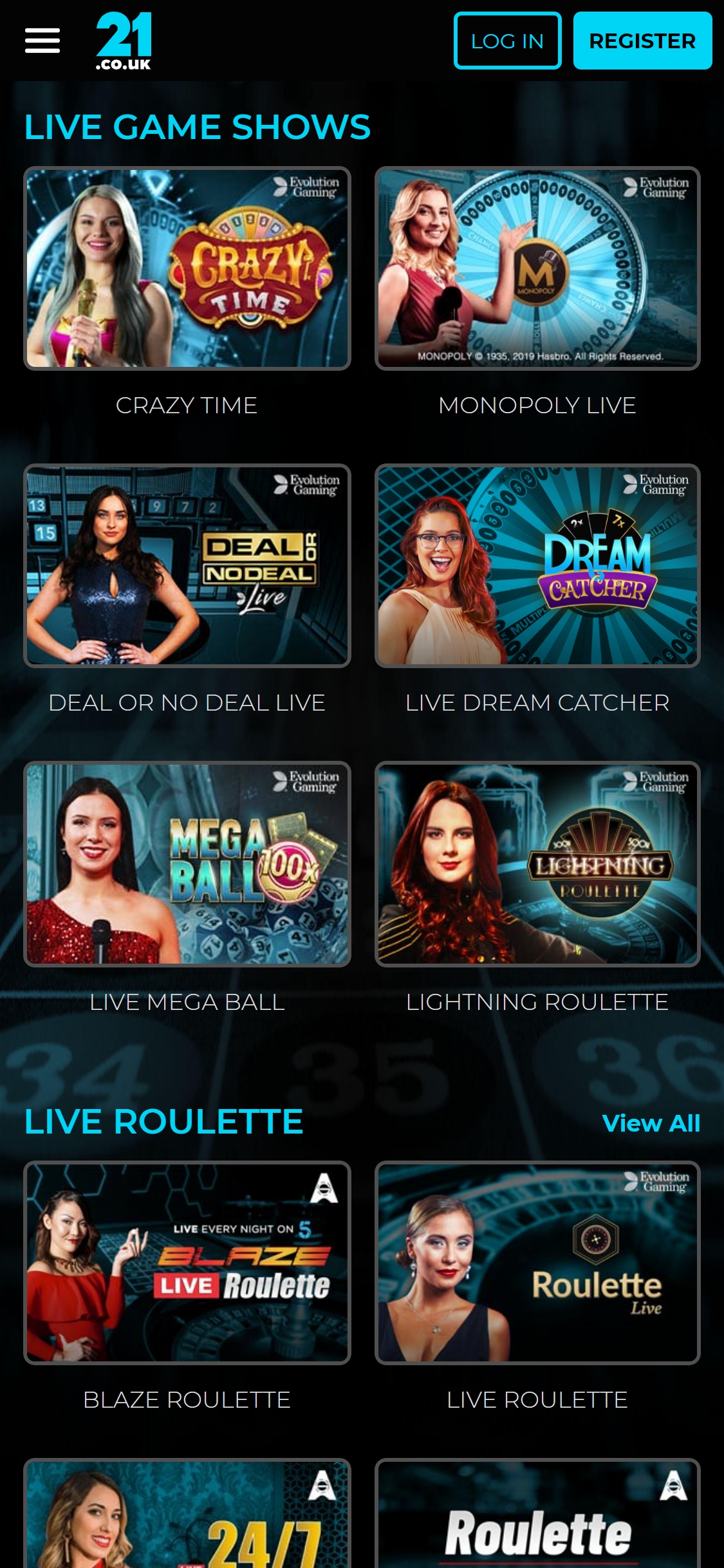 21.co.uk Casino Mobile Live Dealer Games Review