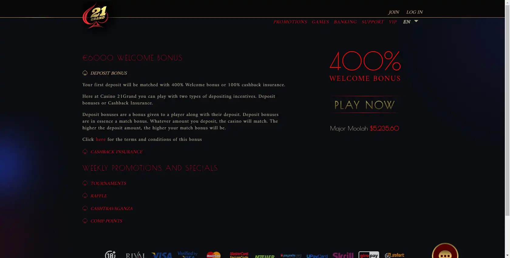 21 Grand Casino No Deposit Bonus