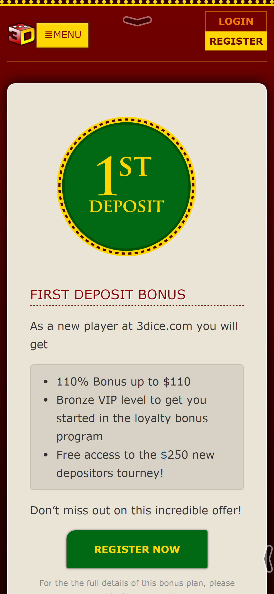 3 Dice Casino Mobile No Deposit Bonus Review