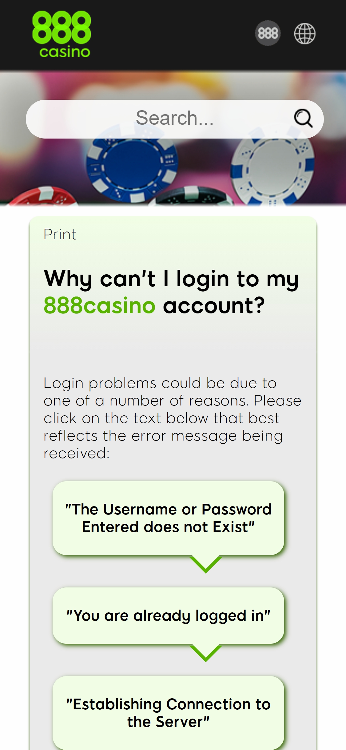888.com Casino Mobile Support Review