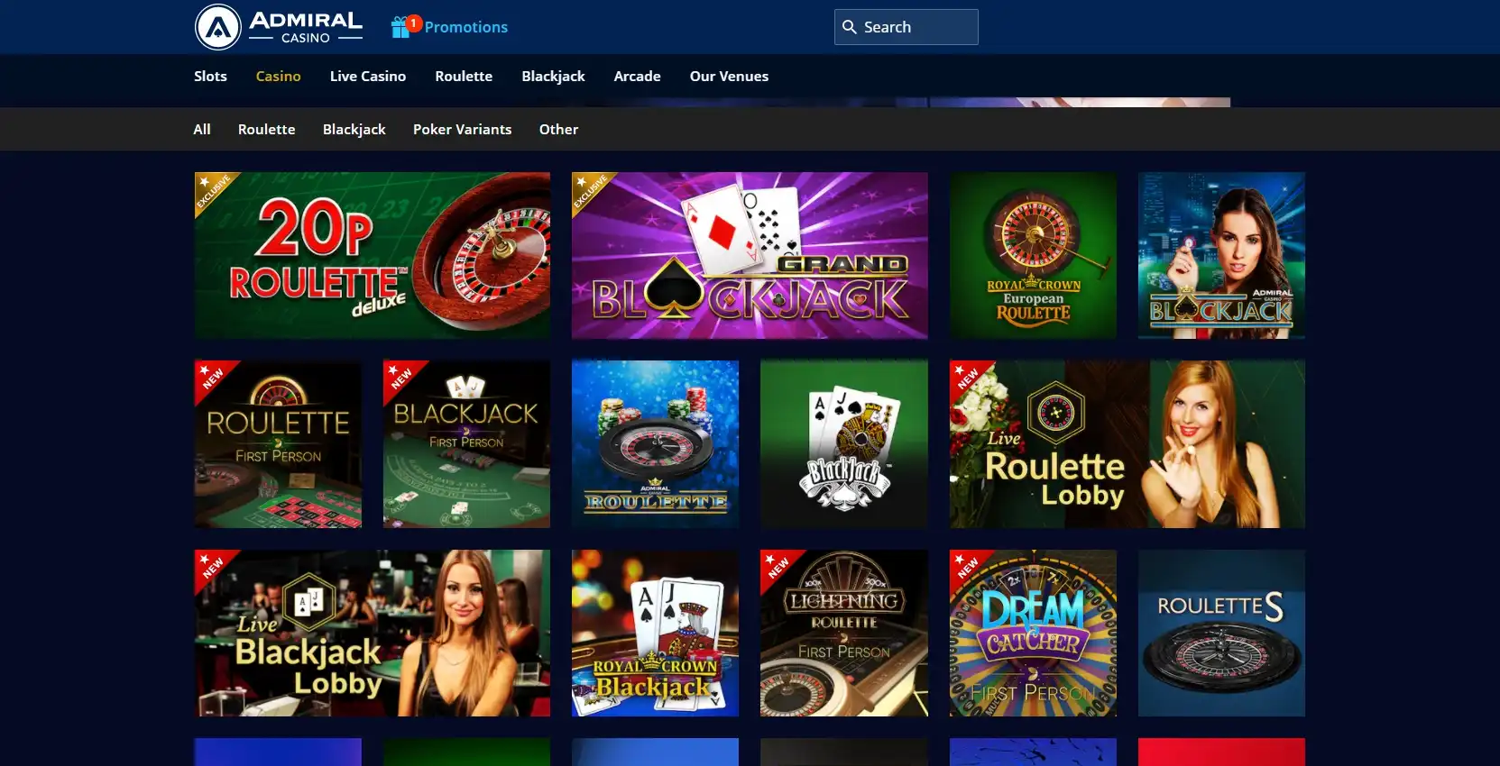 Admiral Casino Games