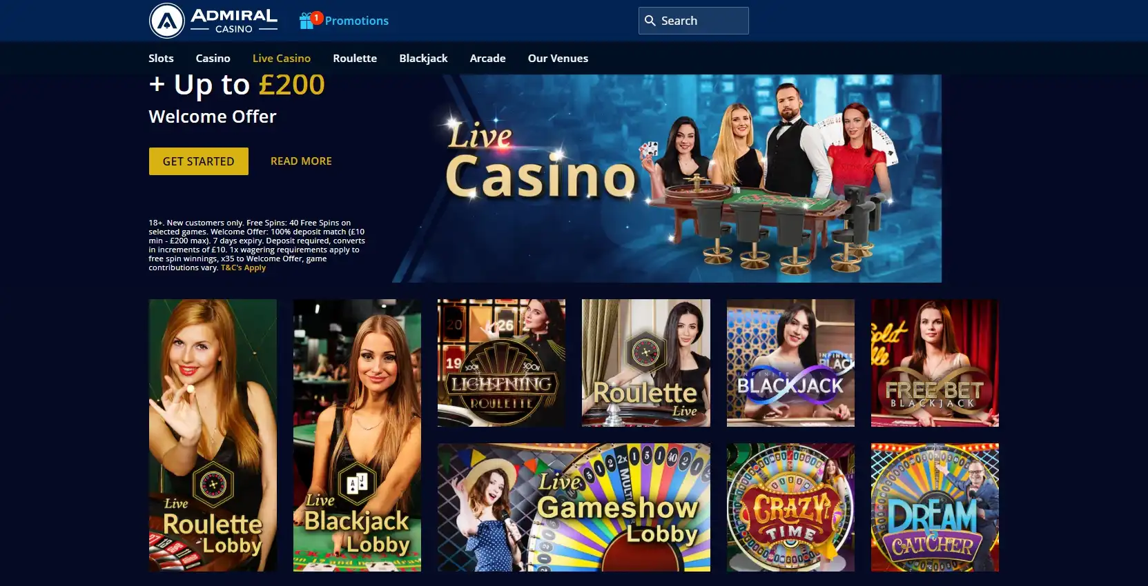 Admiral Casino Live Dealer Games