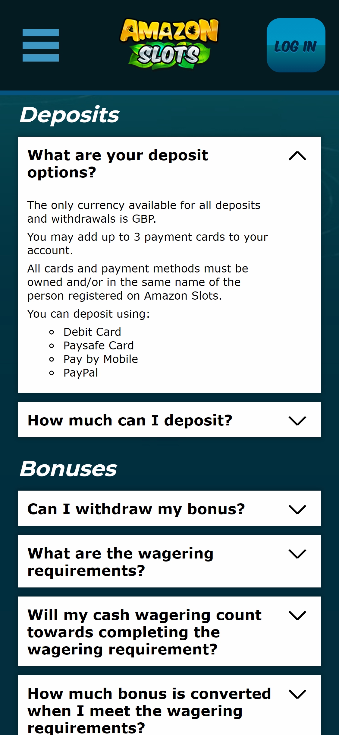 Amazon Slots Casino Mobile Payment Methods Review