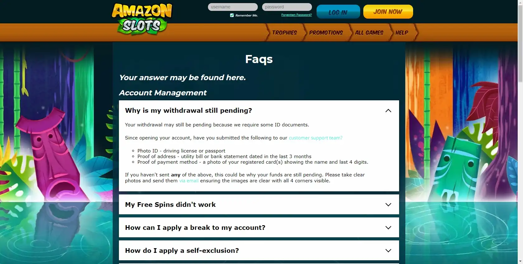 Amazon Slots Casino Support