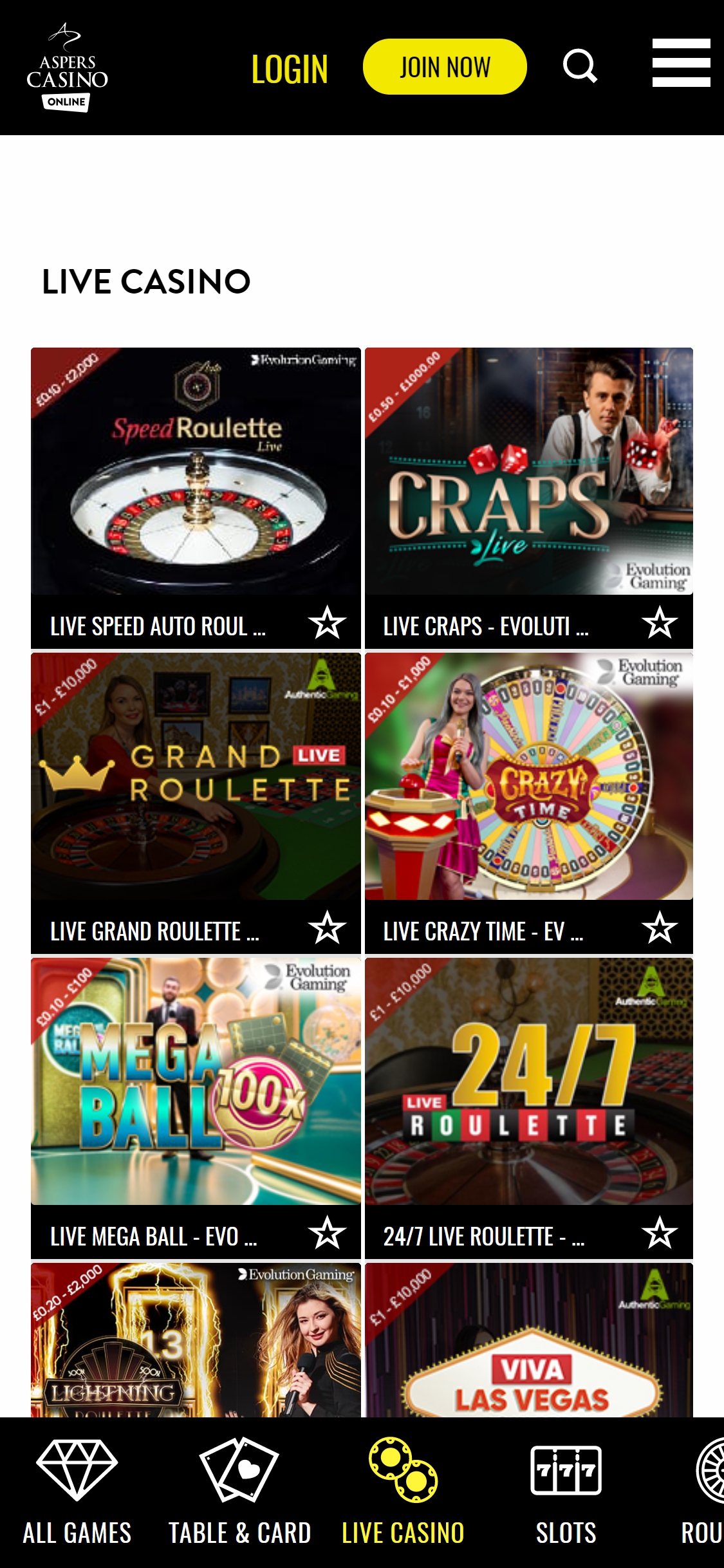 Aspers Casino Mobile Live Dealer Games Review