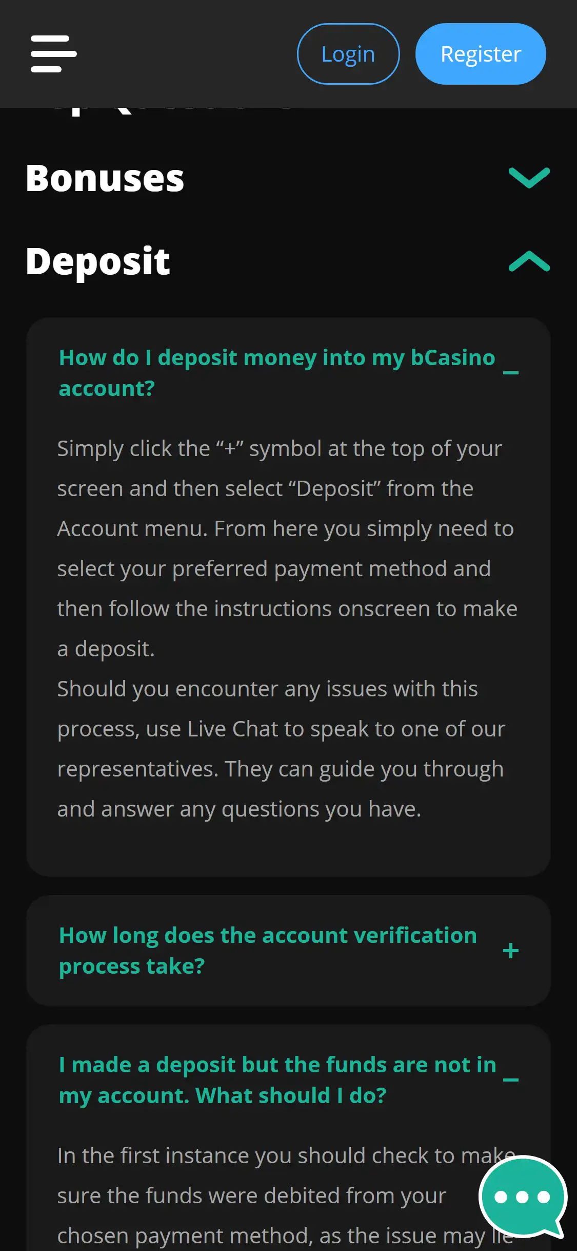 bCasino Mobile Payment Methods Review