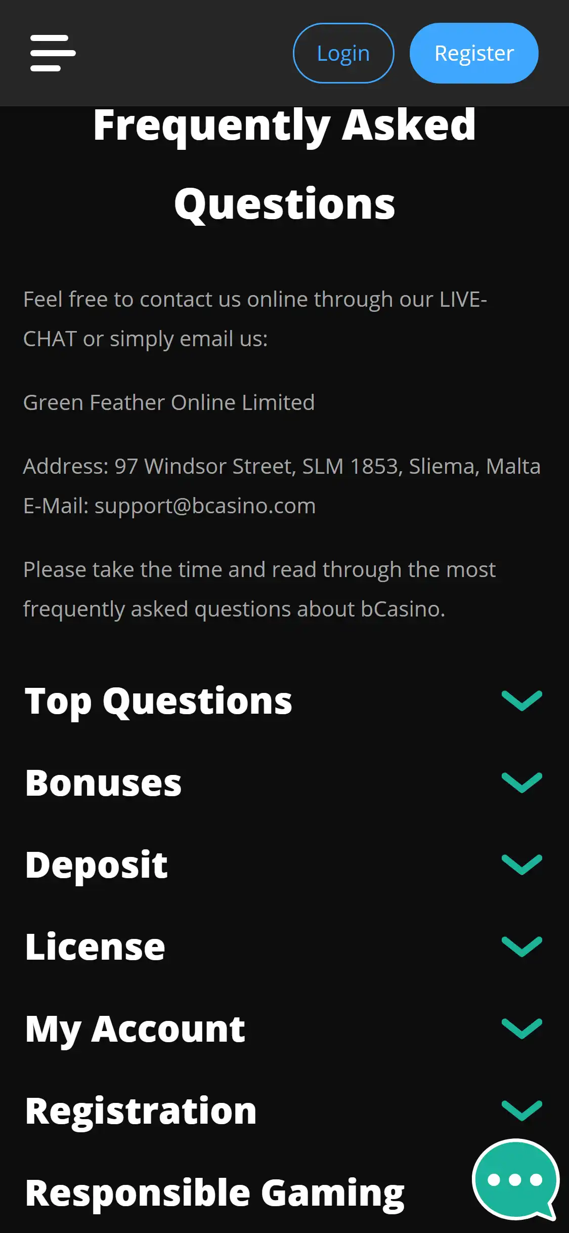 bCasino Mobile Support Review