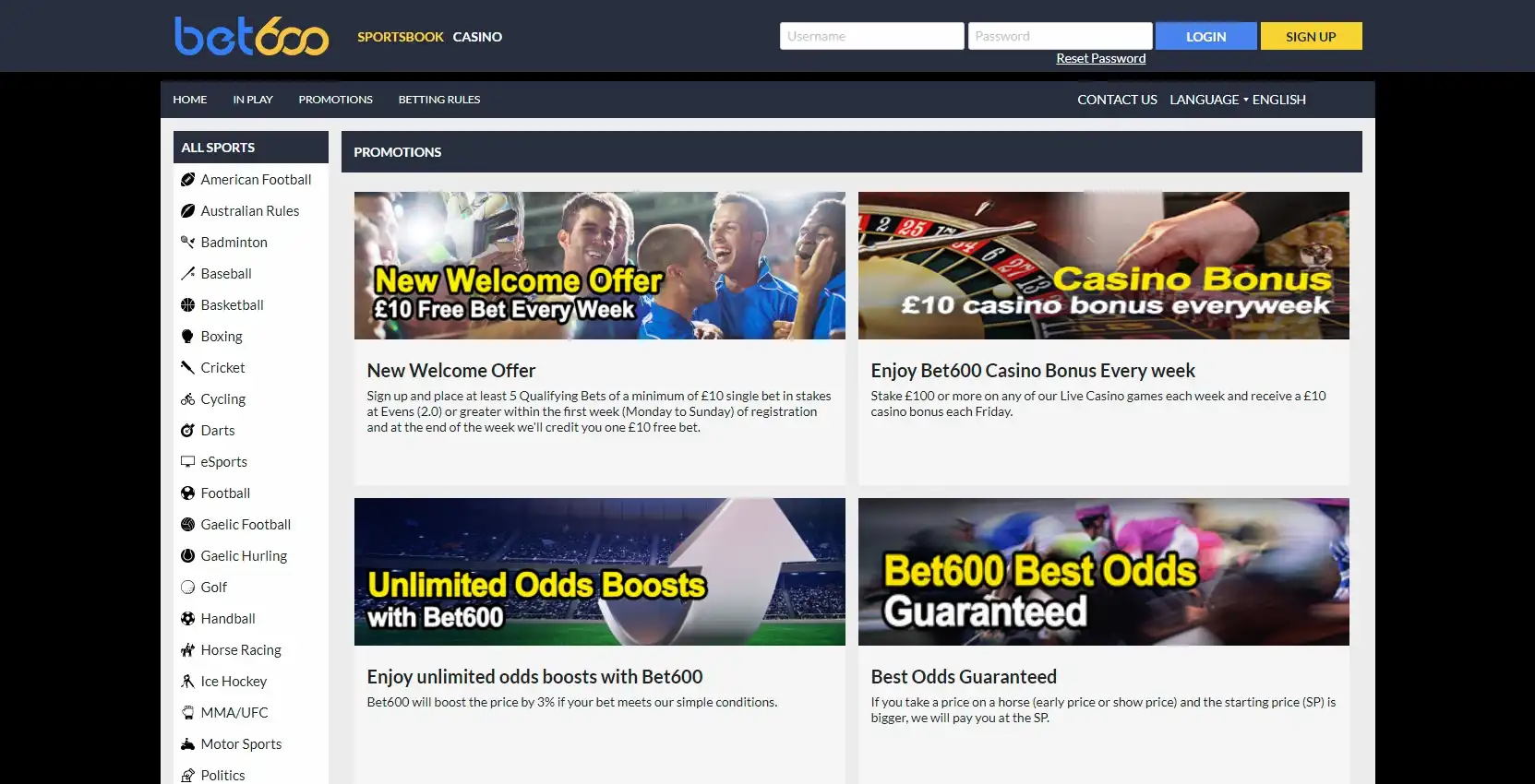 Bet 600 Casino No Deposit Bonus