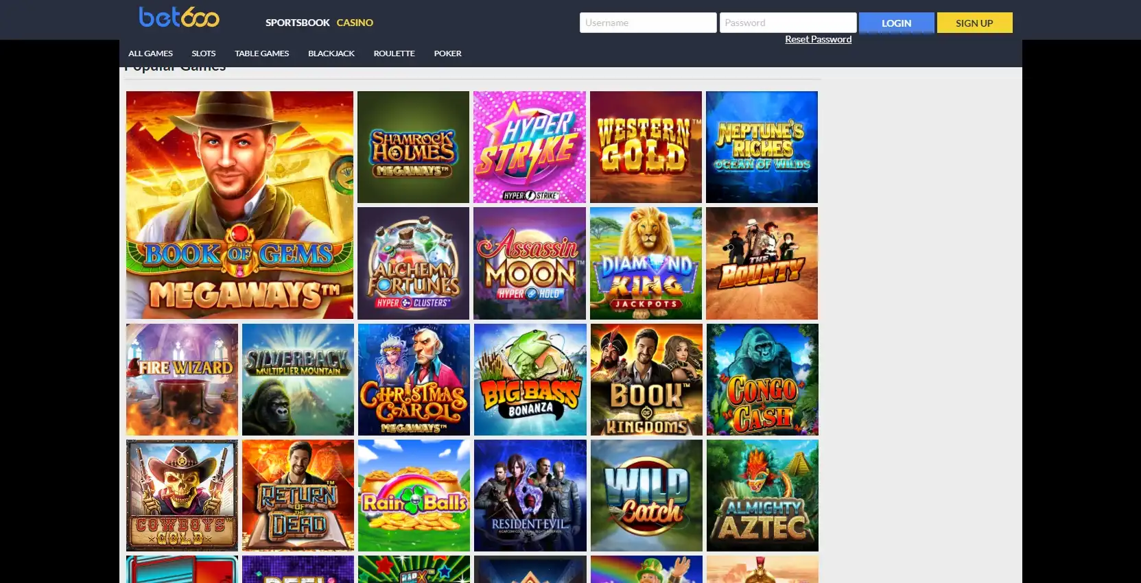 Bet 600 Casino Games