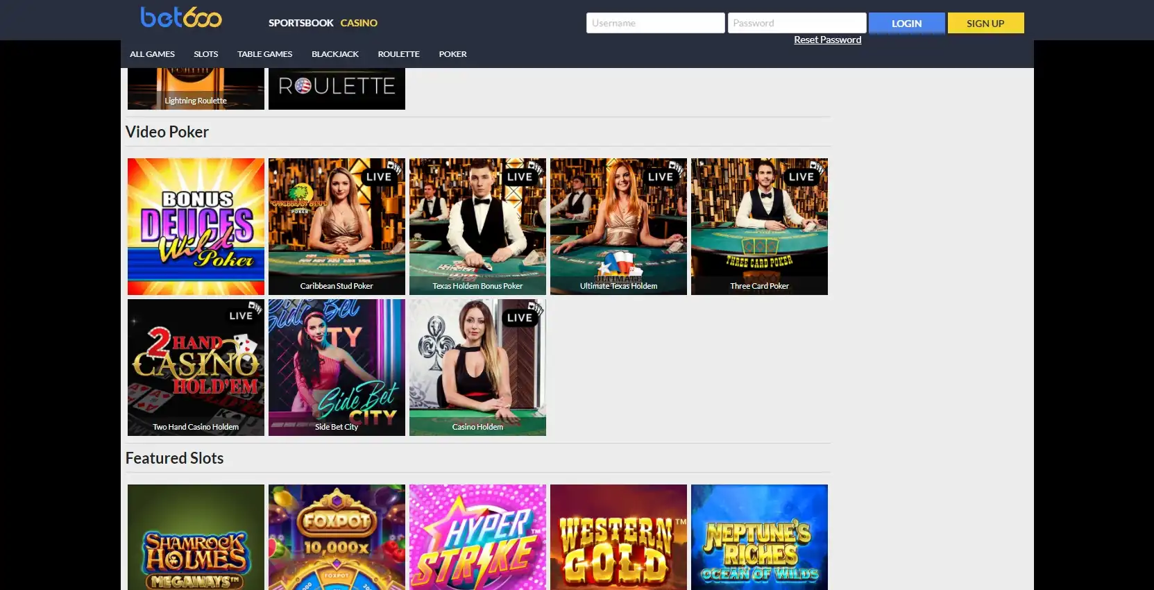 Bet 600 Casino Live Dealer Games