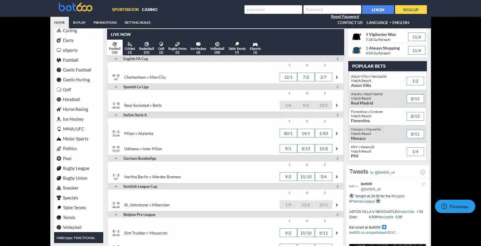 Bet 600 Casino Betting