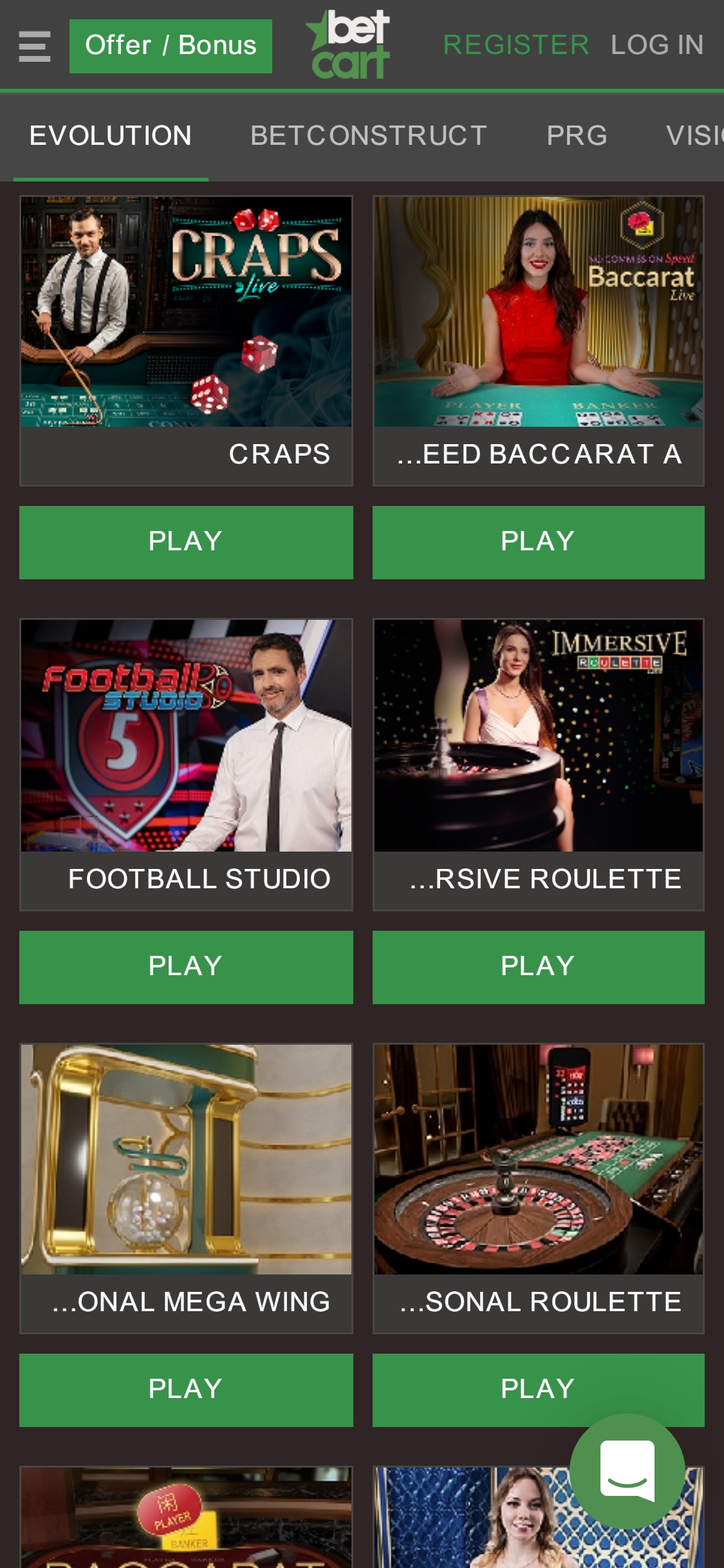 Betcart Casino Mobile Live Dealer Games Review