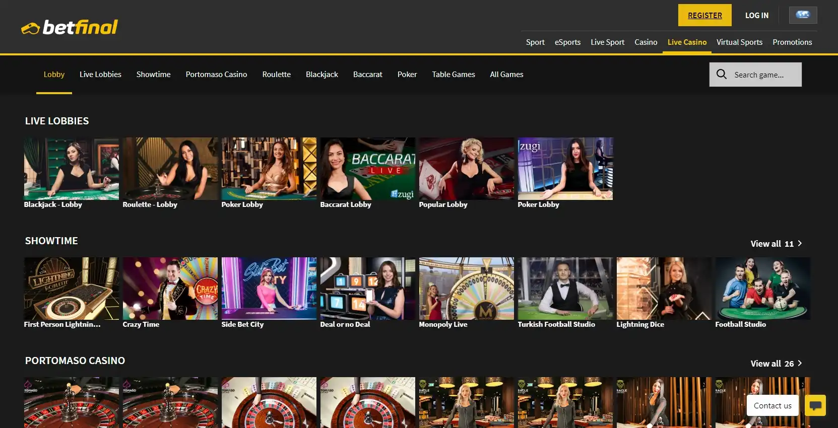 Betfinal Casino Live Dealer Games