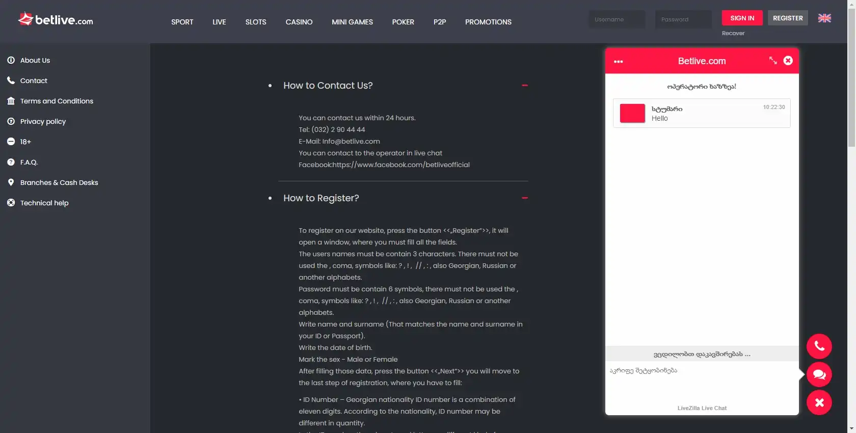Betlive Support