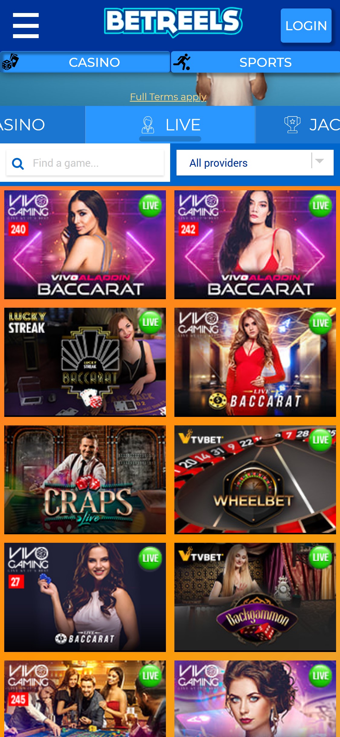 Betreels Casino Mobile Live Dealer Games Review