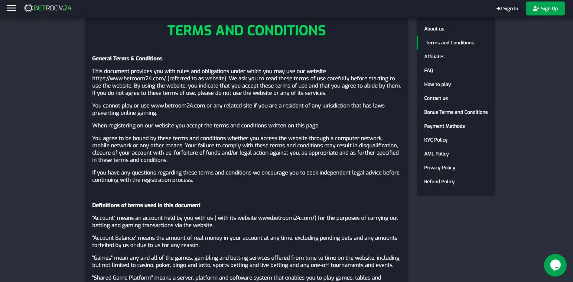 Betroom24 Casino Support
