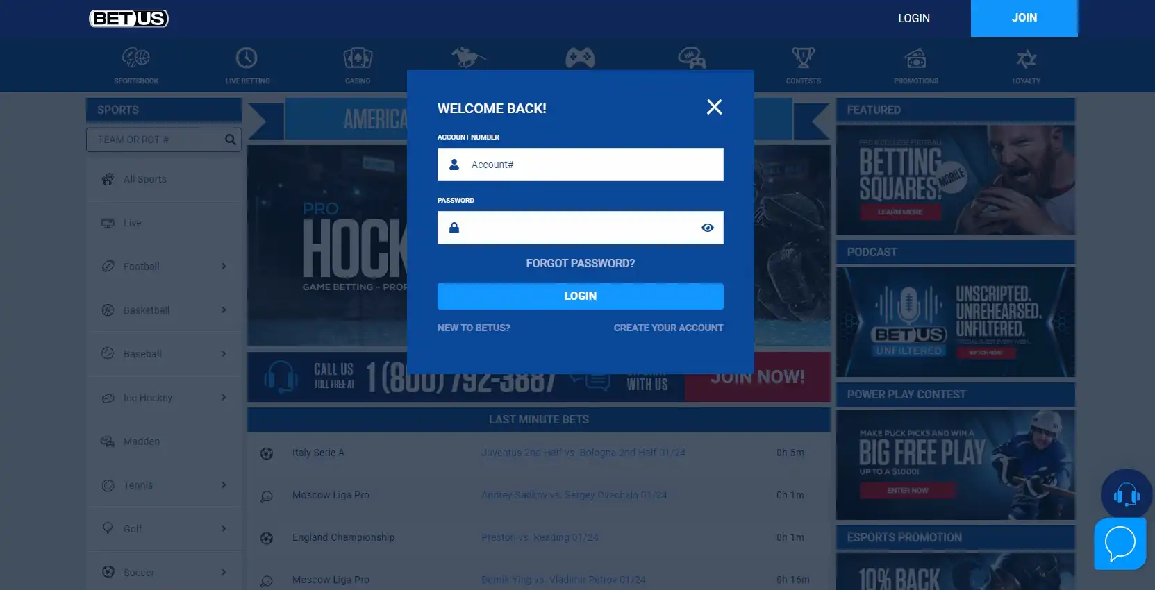 BetUS Casino Login