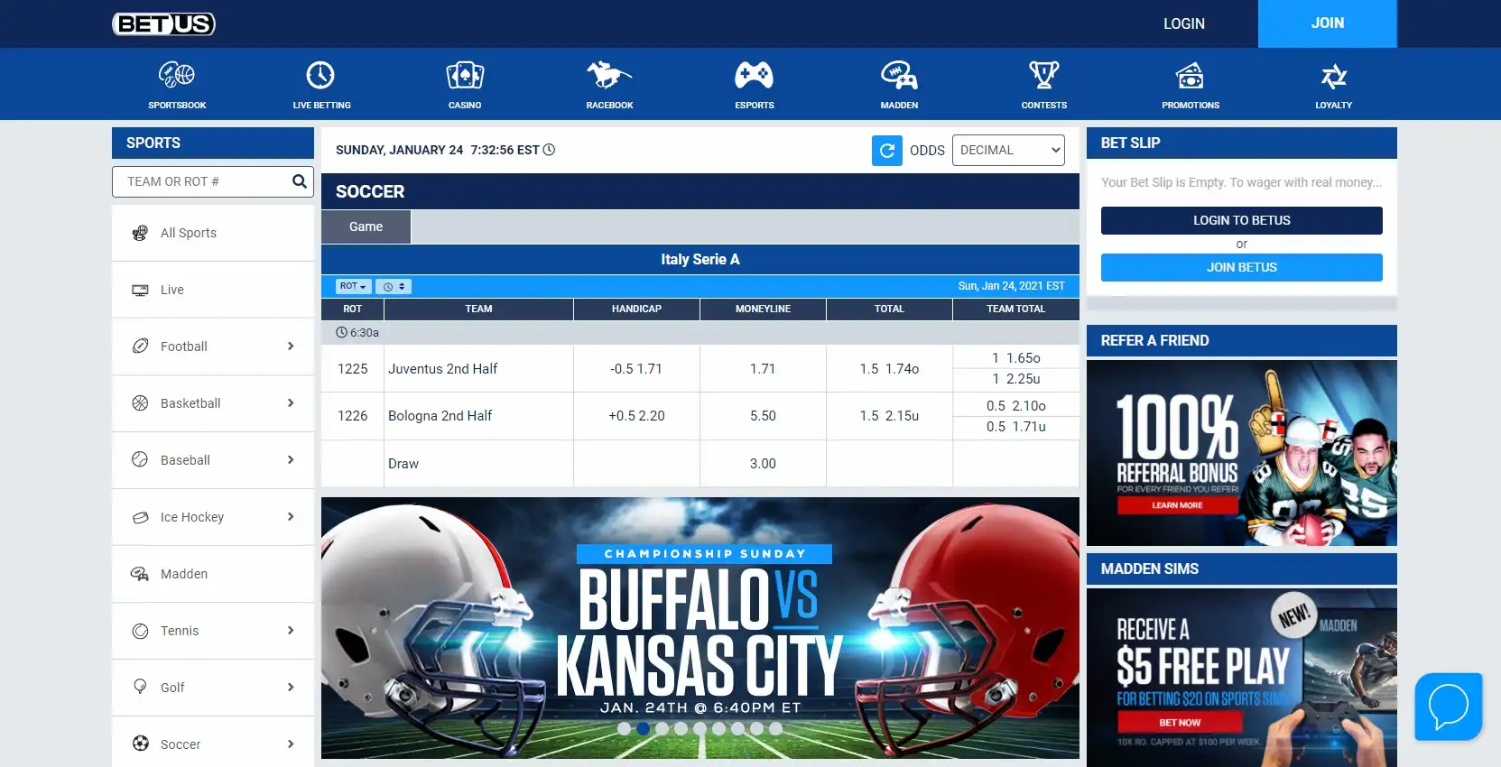 BetUS Casino Betting