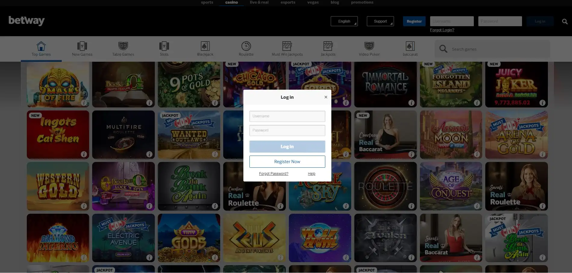 Betway Casino Login