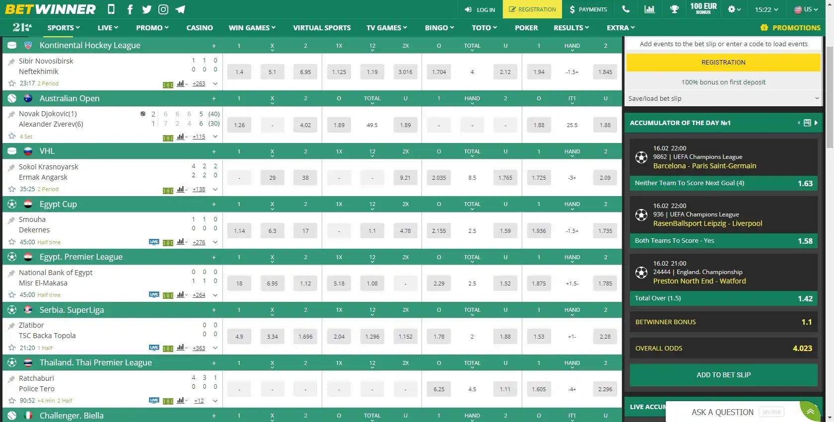 BetWinner Betting