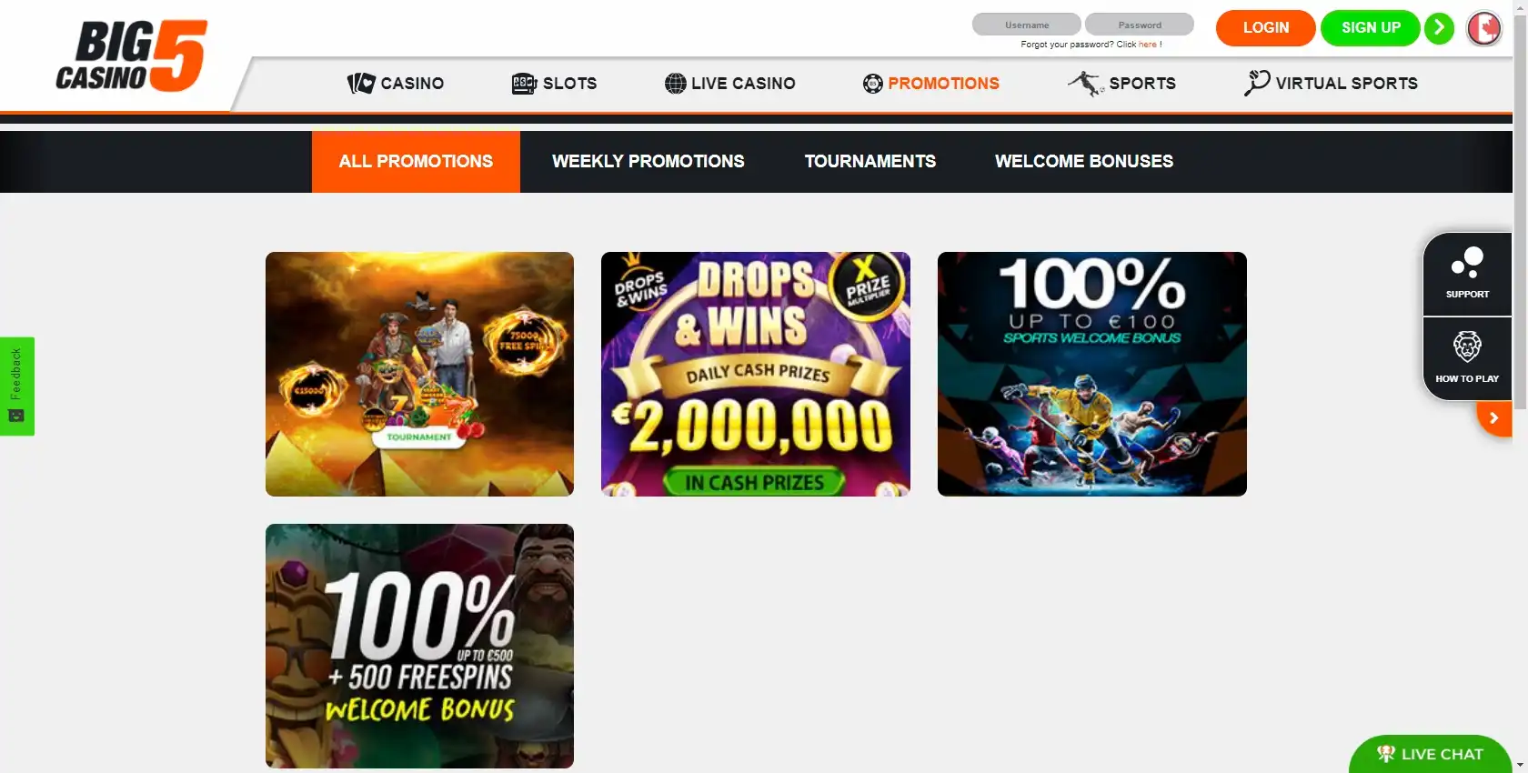 Big 5 Casino No Deposit Bonus