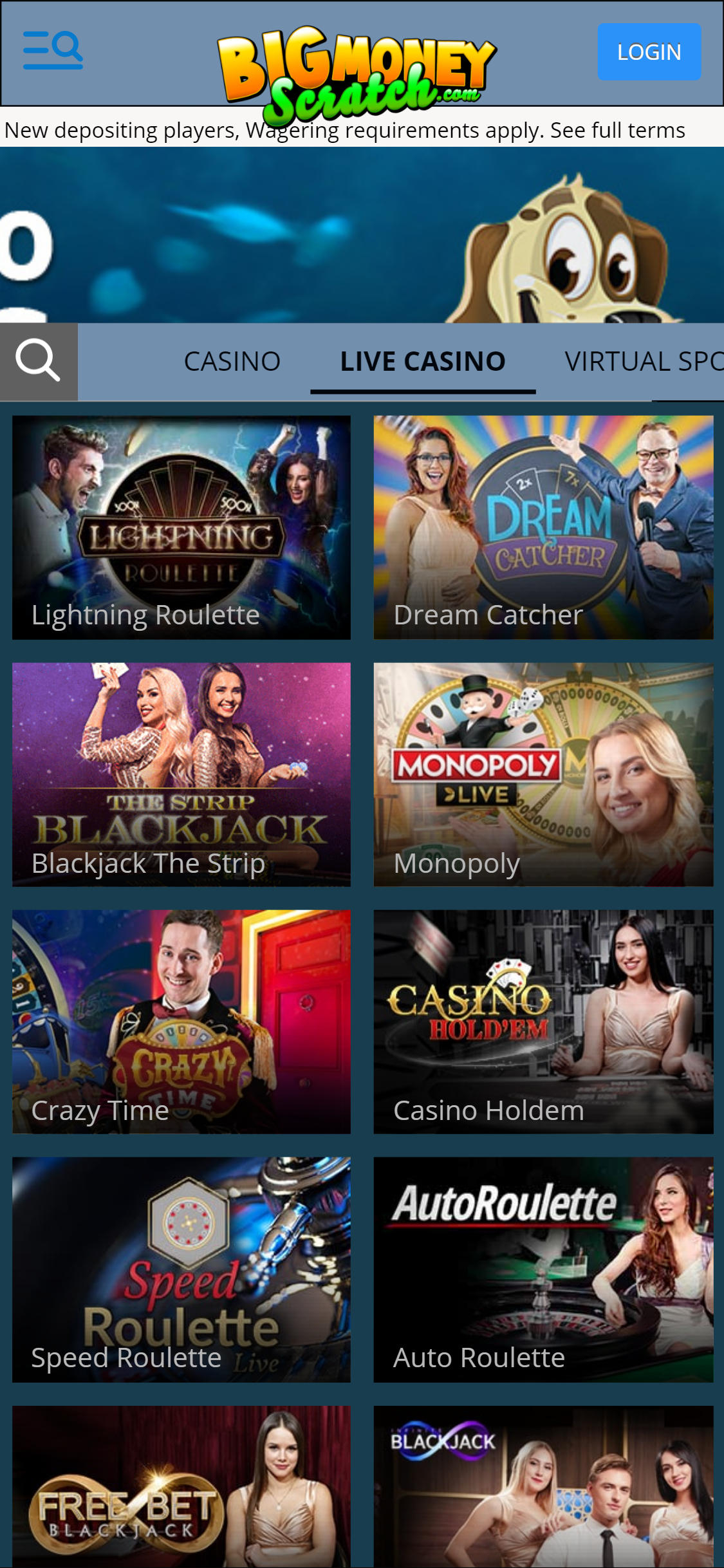 Big Money Scratch Casino Mobile Live Dealer Games Review