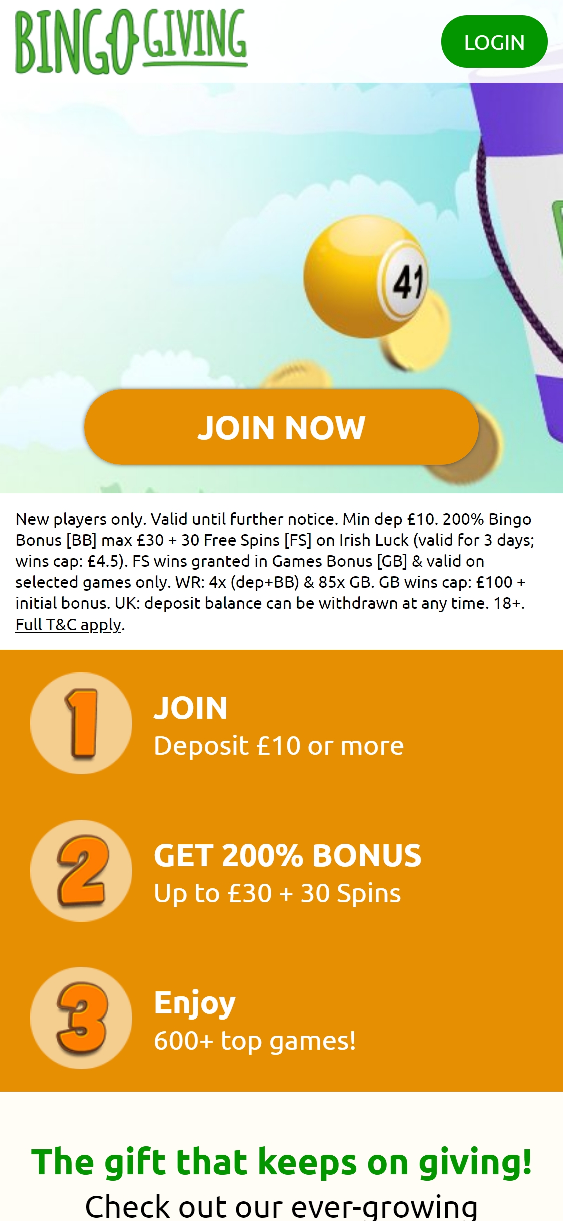 Bingo Giving Casino Mobile No Deposit Bonus Review