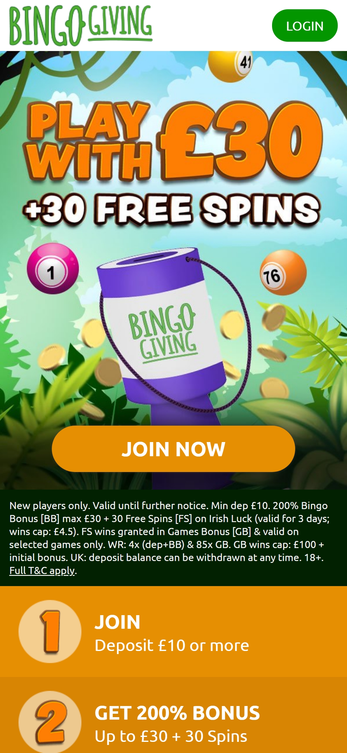 Bingo Giving Casino Mobile Review
