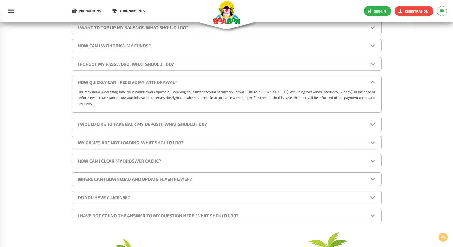 BoaBoa Casino Payment Methods