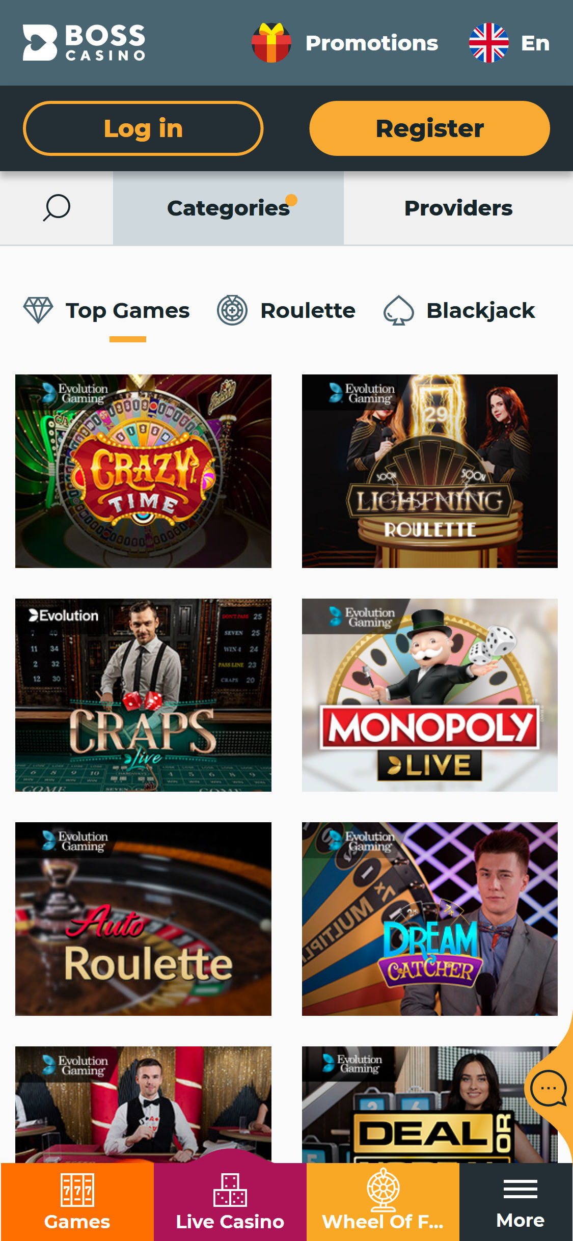 Boss Casino Mobile Live Dealer Games Review