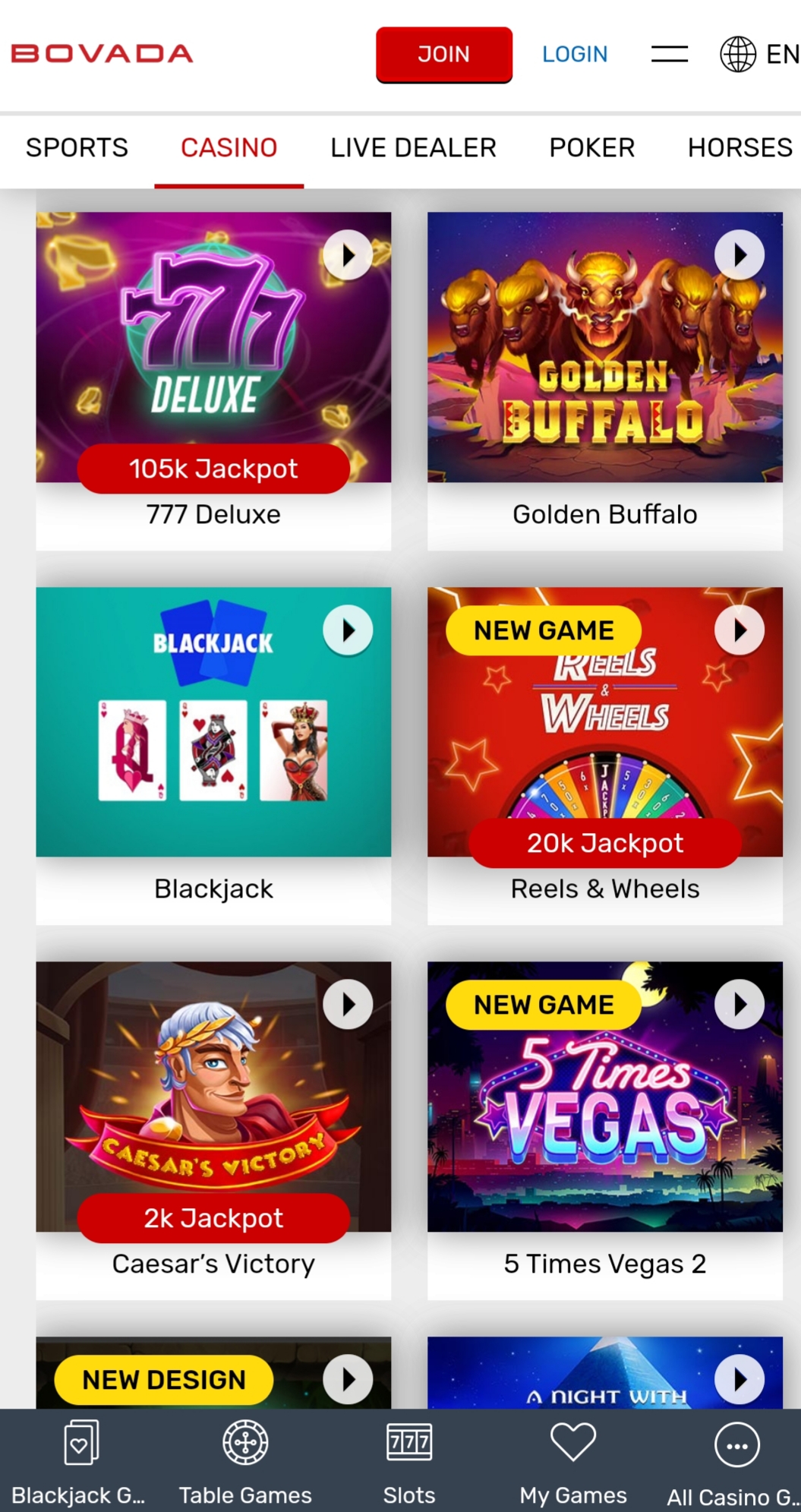 Bovada Casino Mobile Games Review