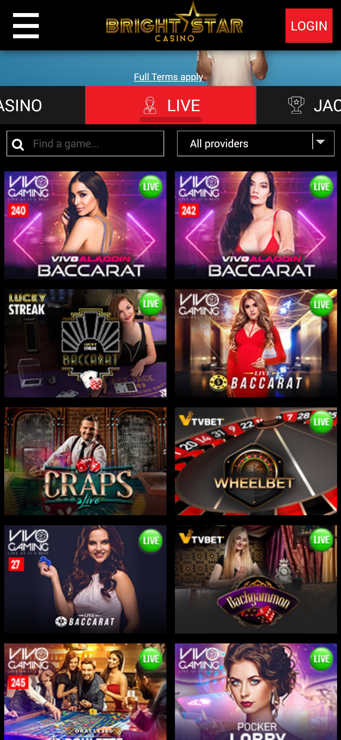Brightstar Casino Mobile Live Dealer Games Review