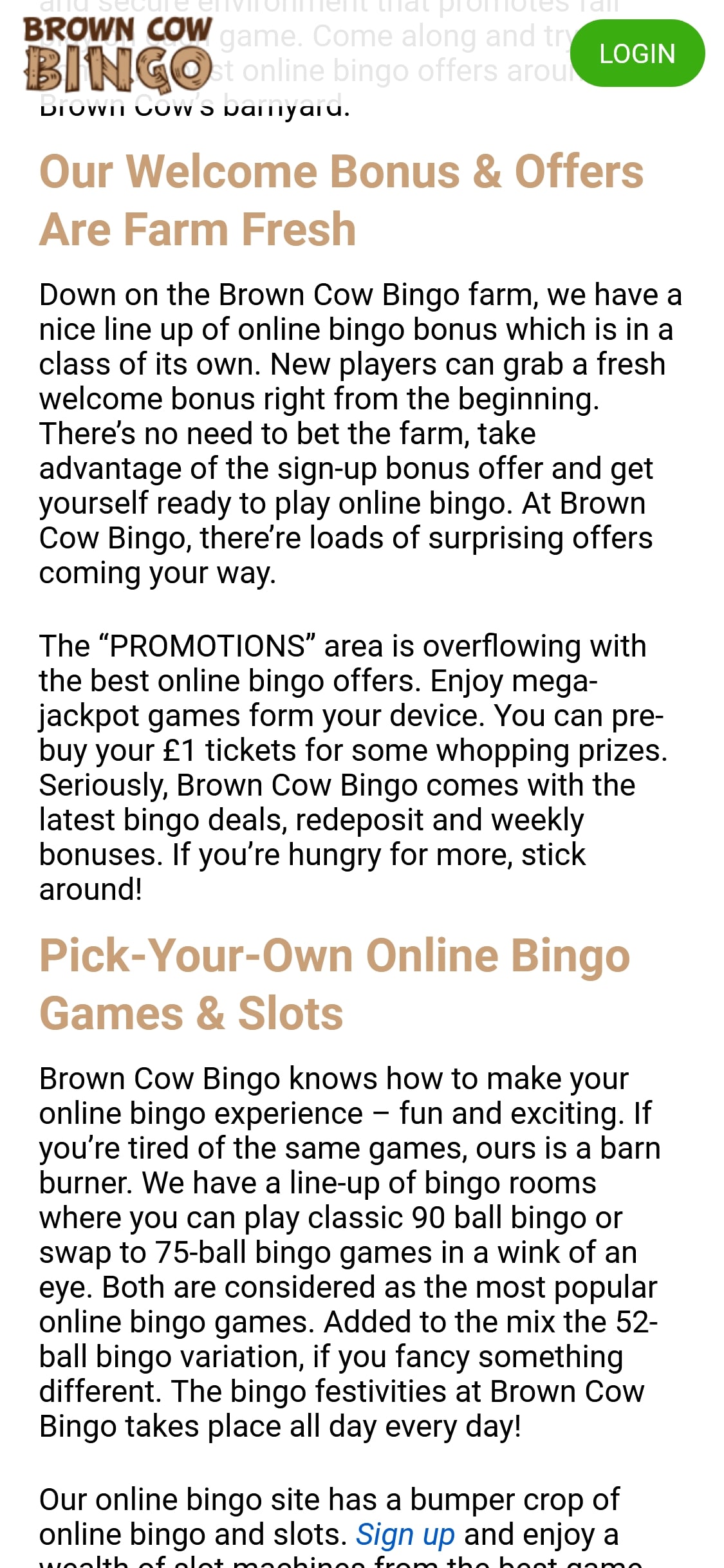 Brown Cow Bingo Casino Mobile No Deposit Bonus Review