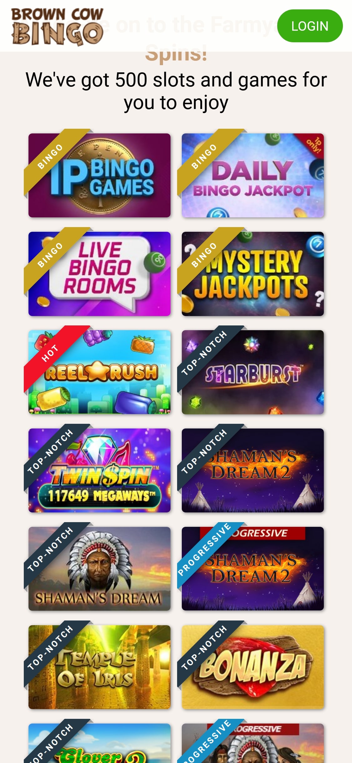 Brown Cow Bingo Casino Mobile Games Review