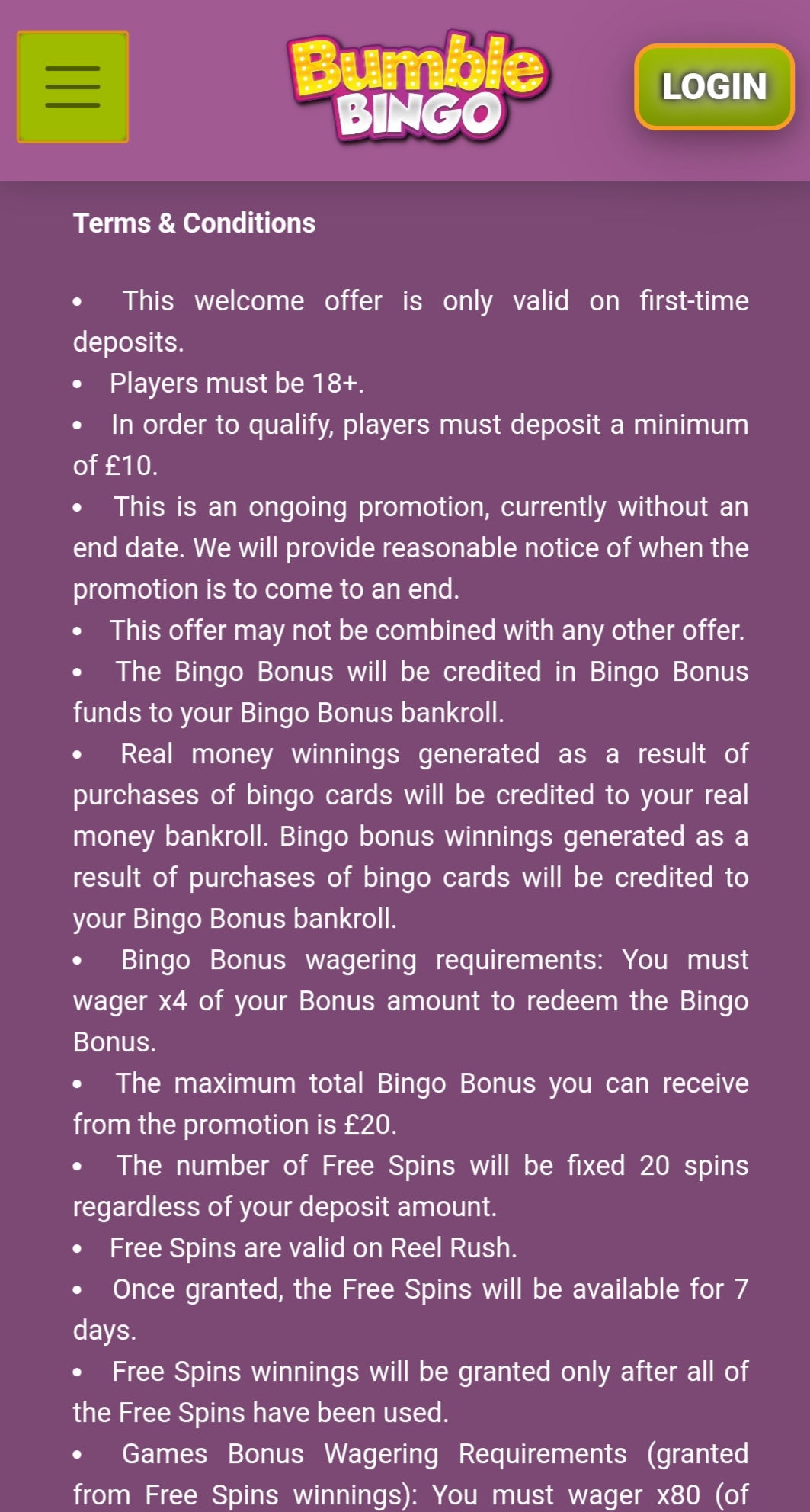 Bumble Bingo Casino Mobile No Deposit Bonus Review