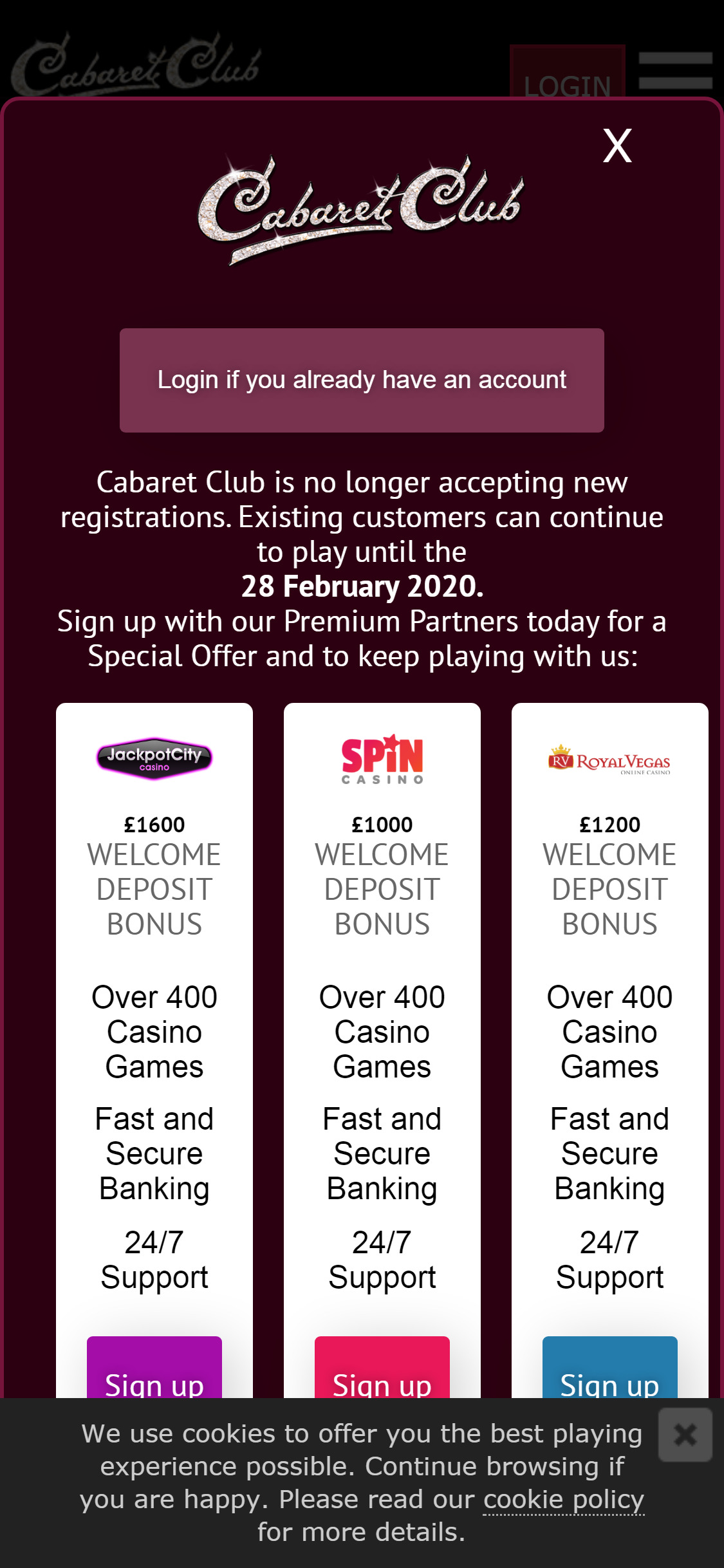 Cabaret Club Casino Mobile Login Review