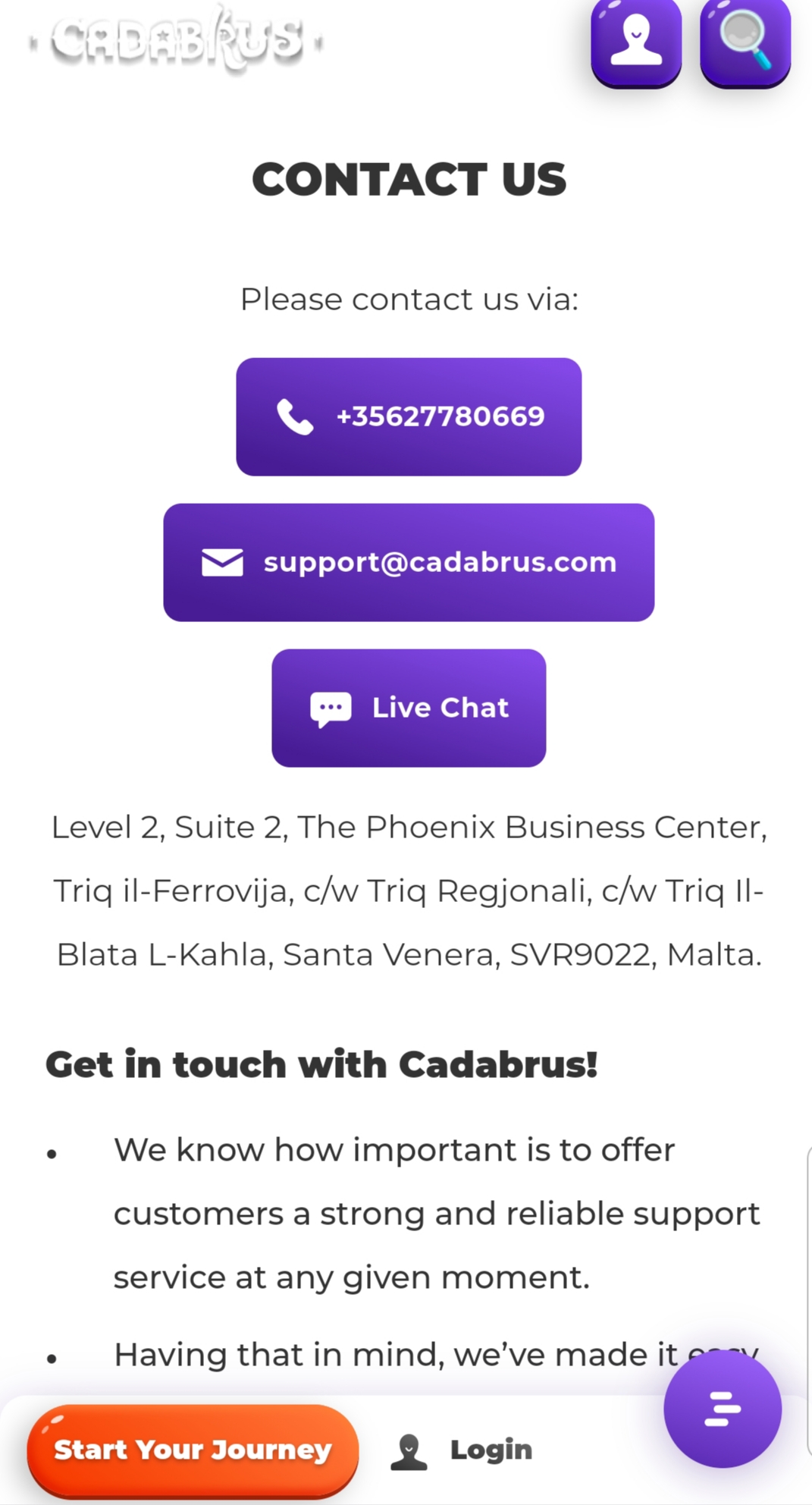 Cadabrus Casino Mobile Support Review