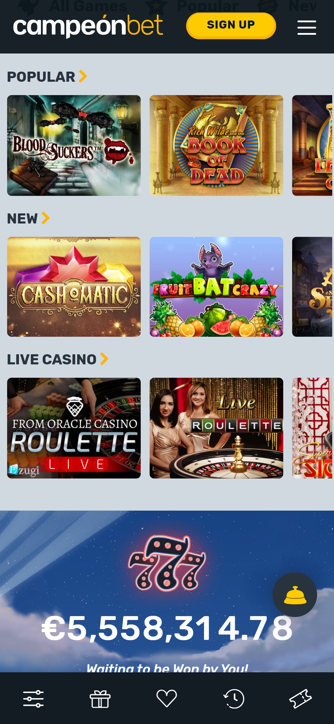 Campeon Bet Casino Mobile Games Review