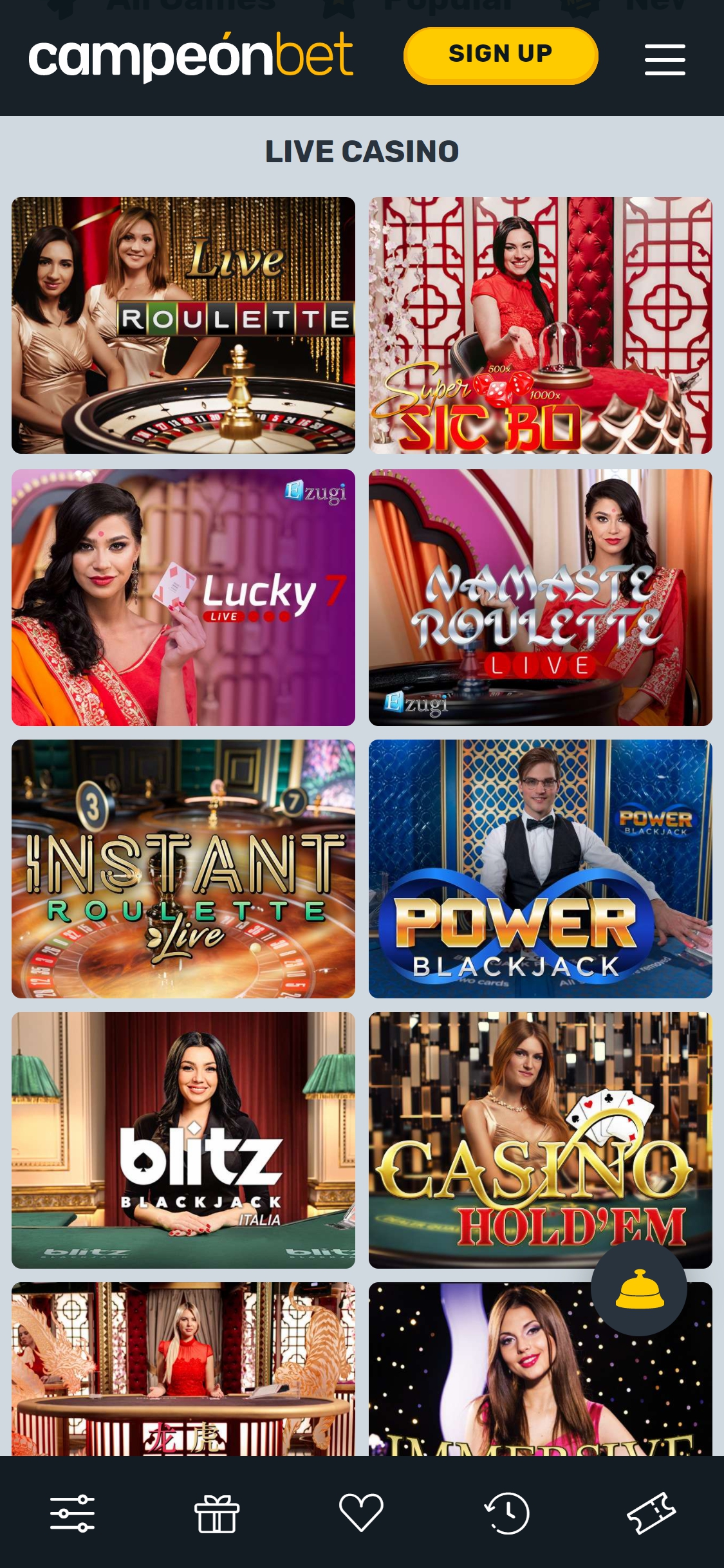 Campeon Bet Casino Mobile Live Dealer Games Review