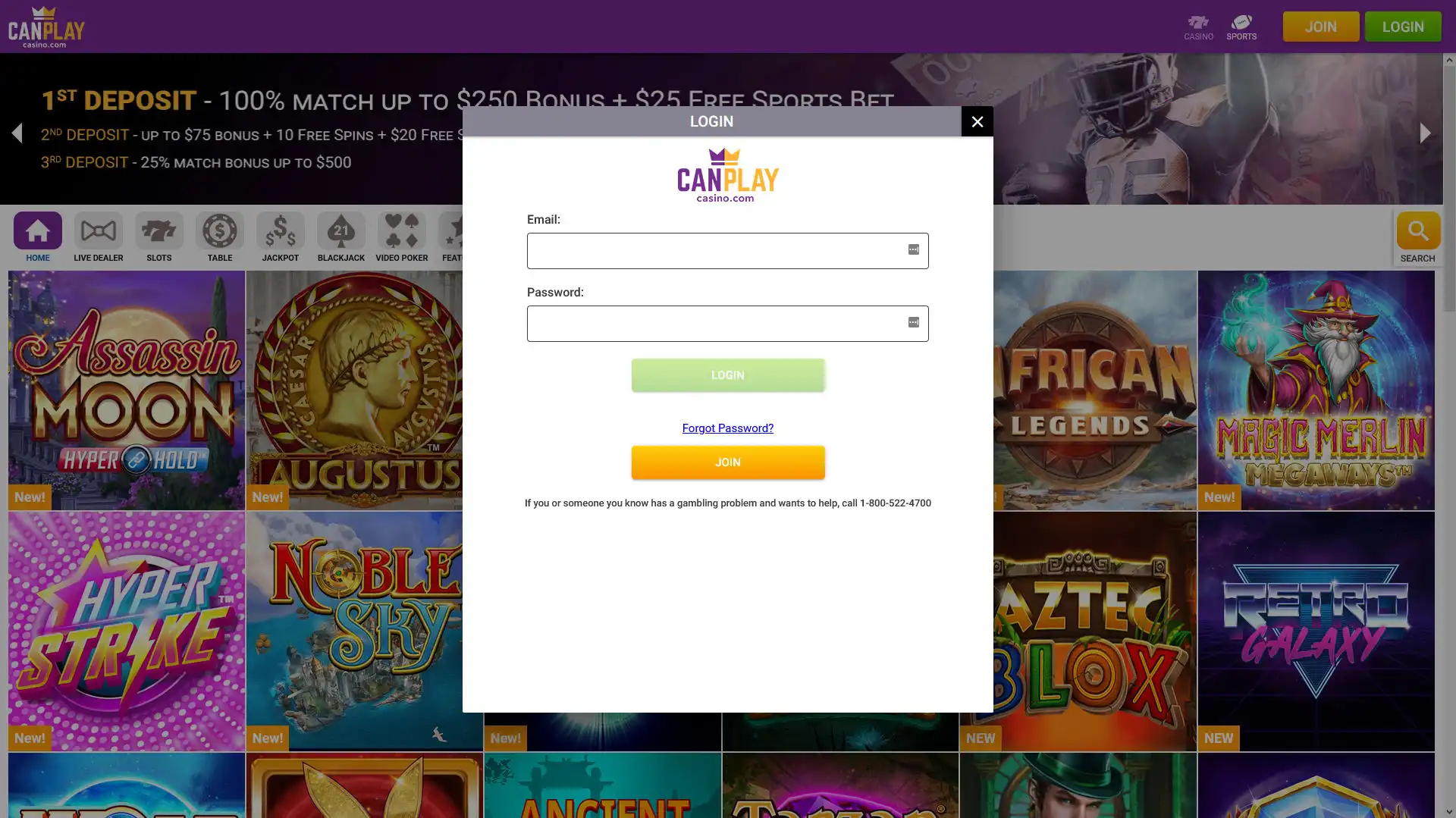 Can Play Casino Login