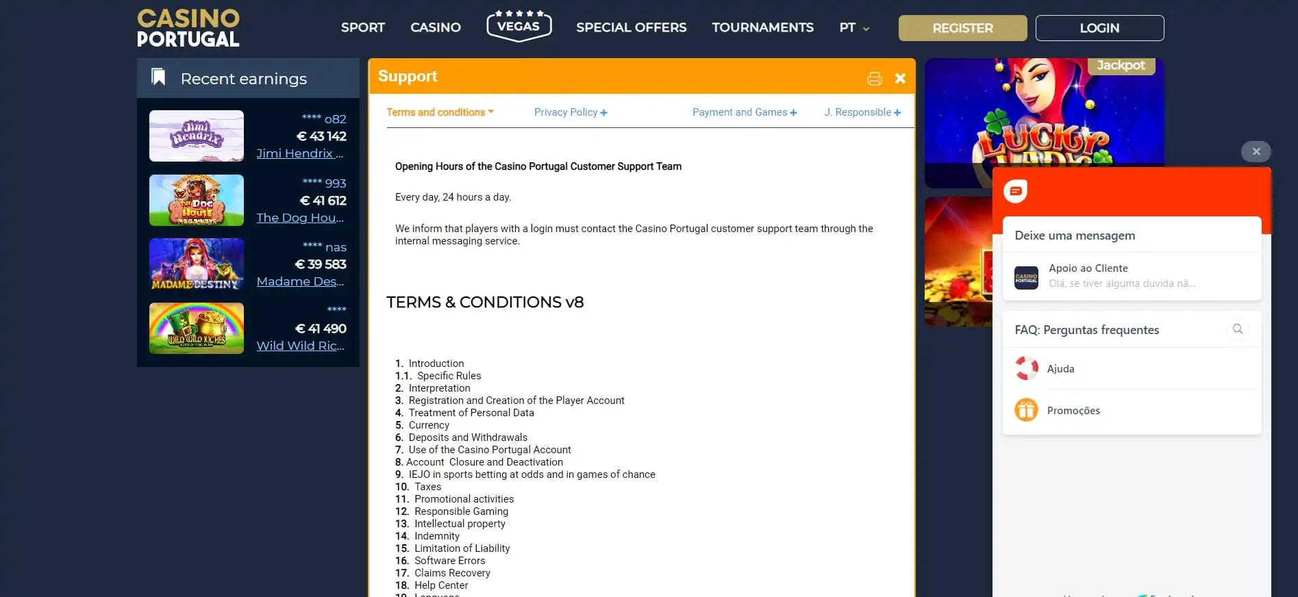 Casino Portugal Support