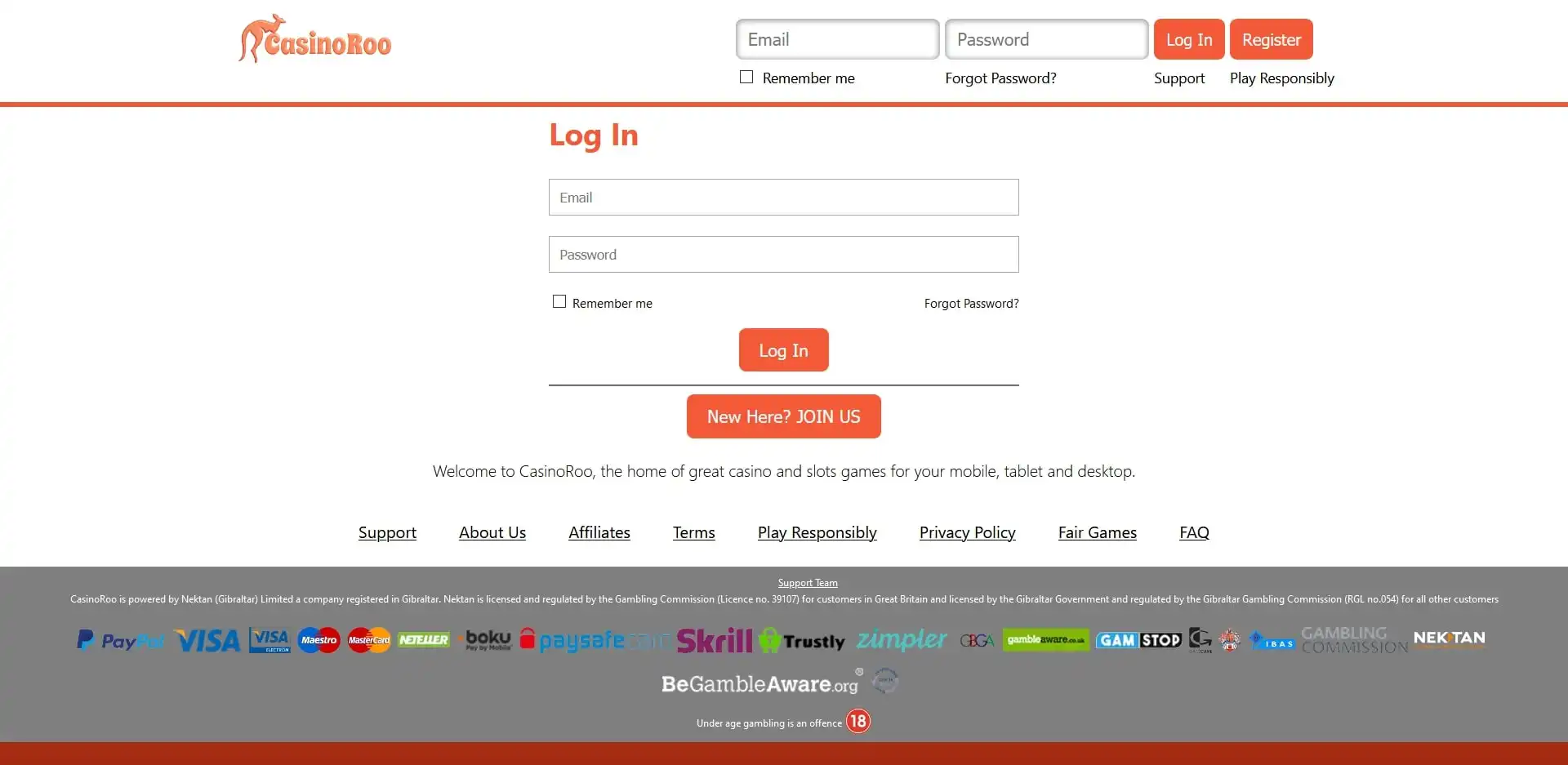 Casinoroo Login