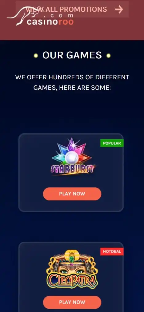 Casinoroo Mobile Games Review