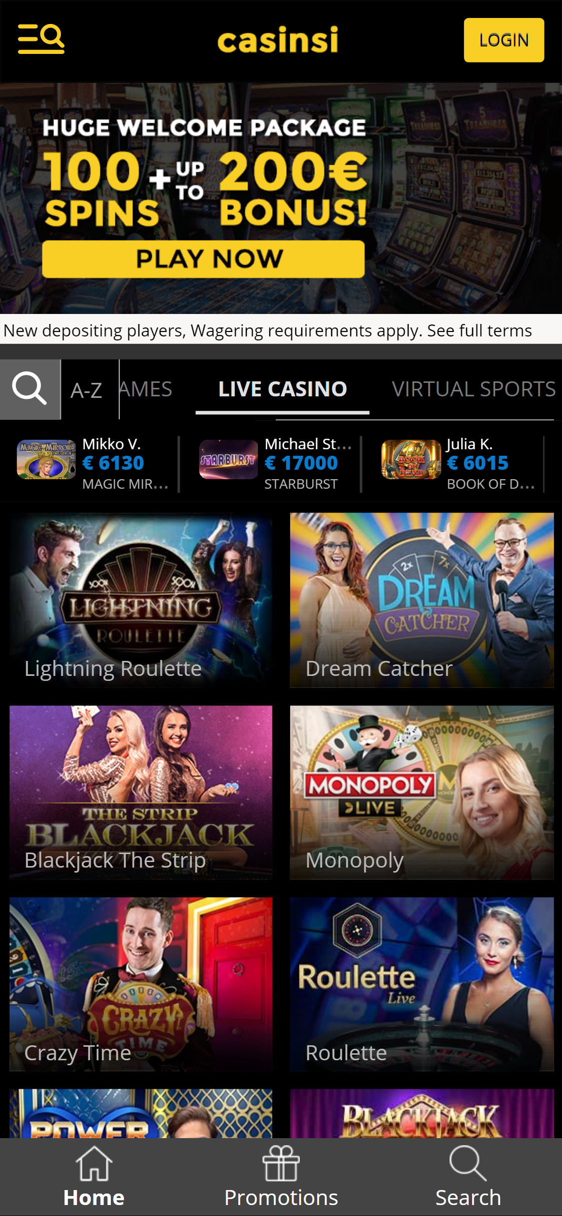 Casinsi Casino Mobile Live Dealer Games Review