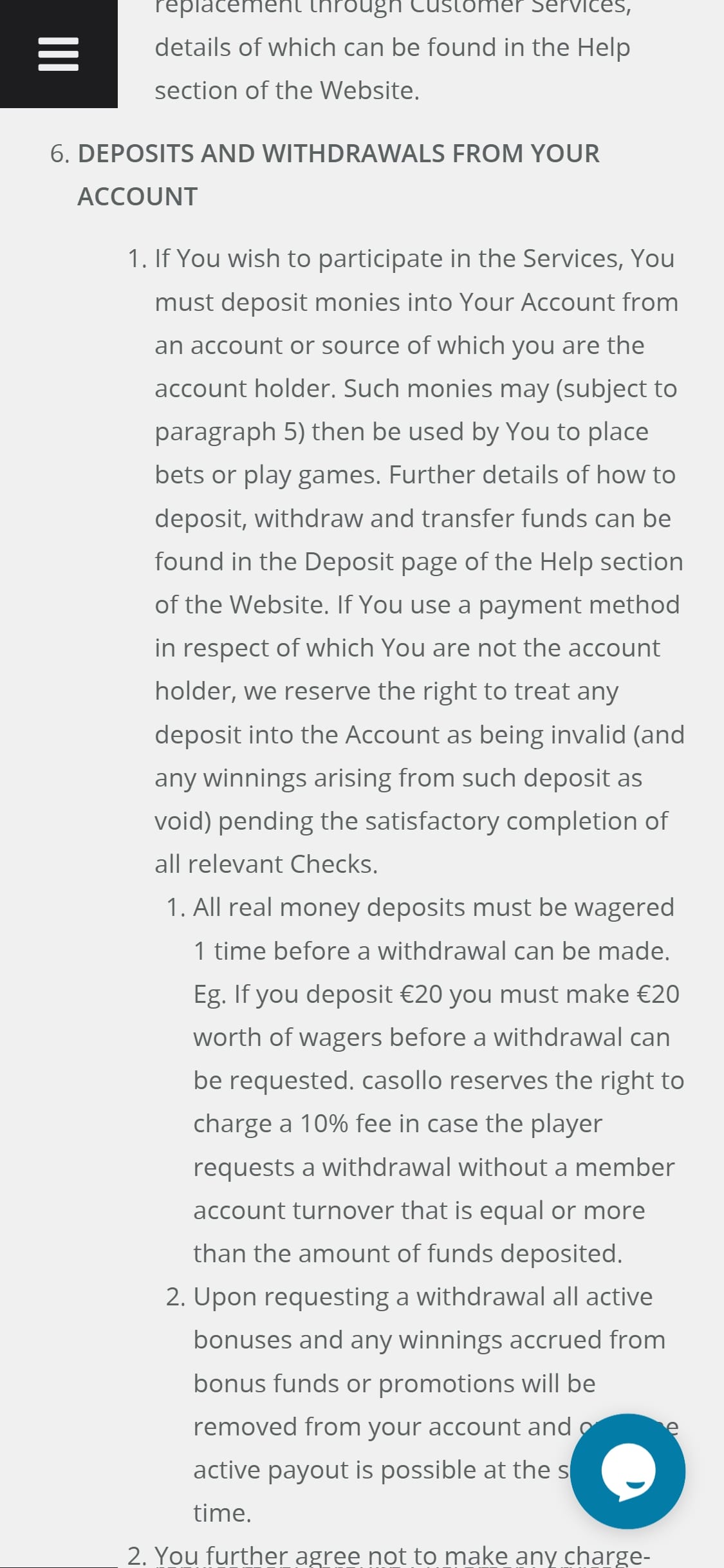 Casollo Casino Mobile Payment Methods Review