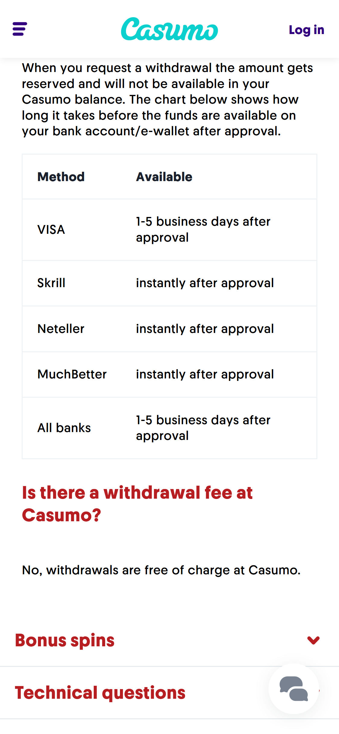 Casumo Casino Mobile Payment Methods Review