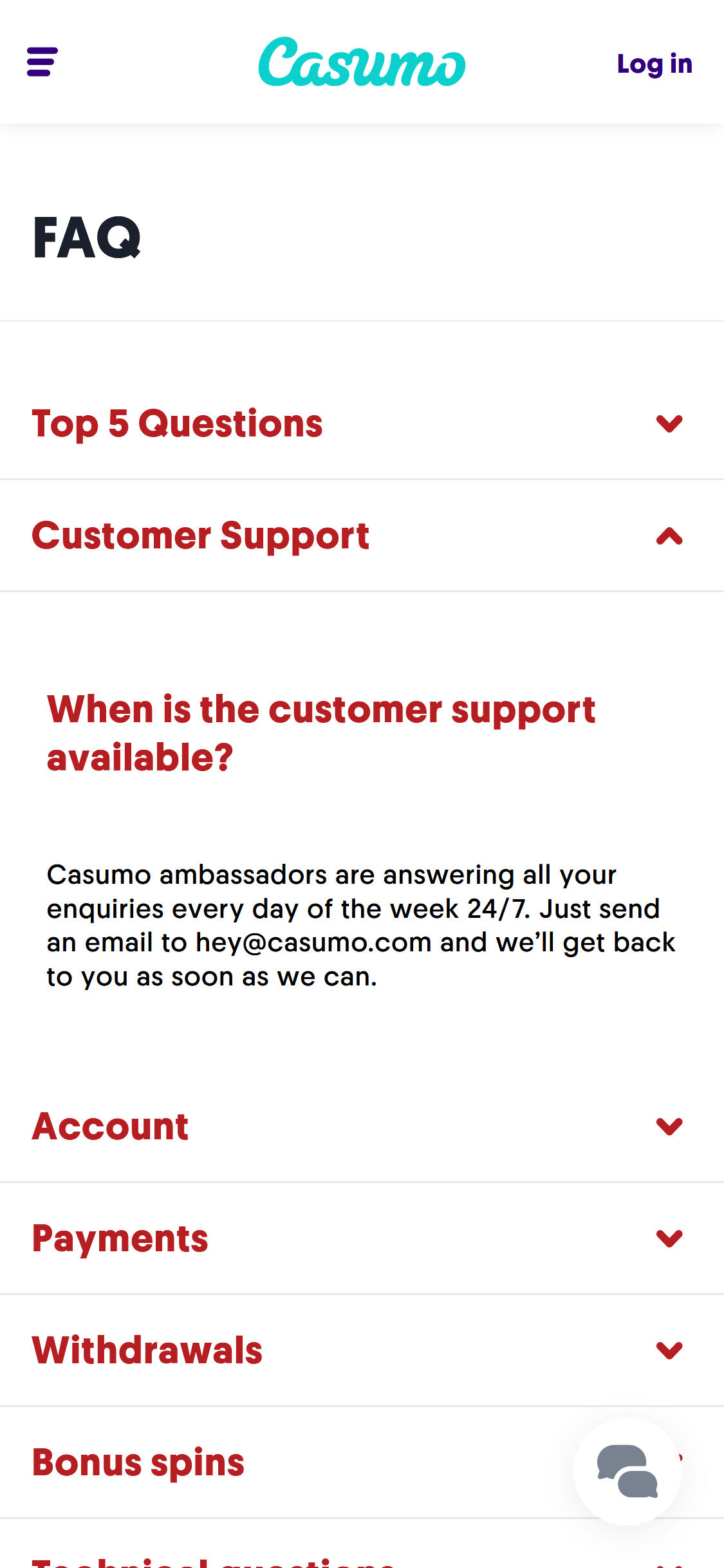 Casumo Casino Mobile Support Review
