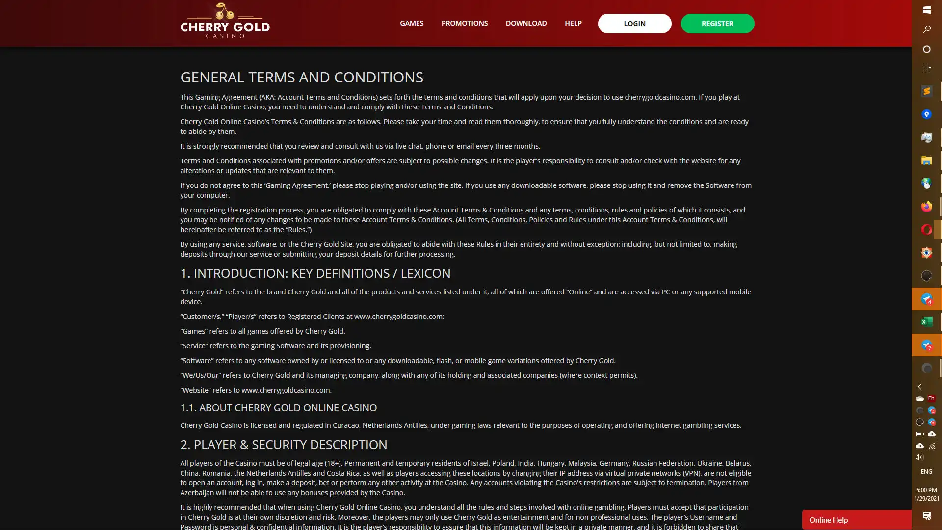 Cherry Gold Casino Support